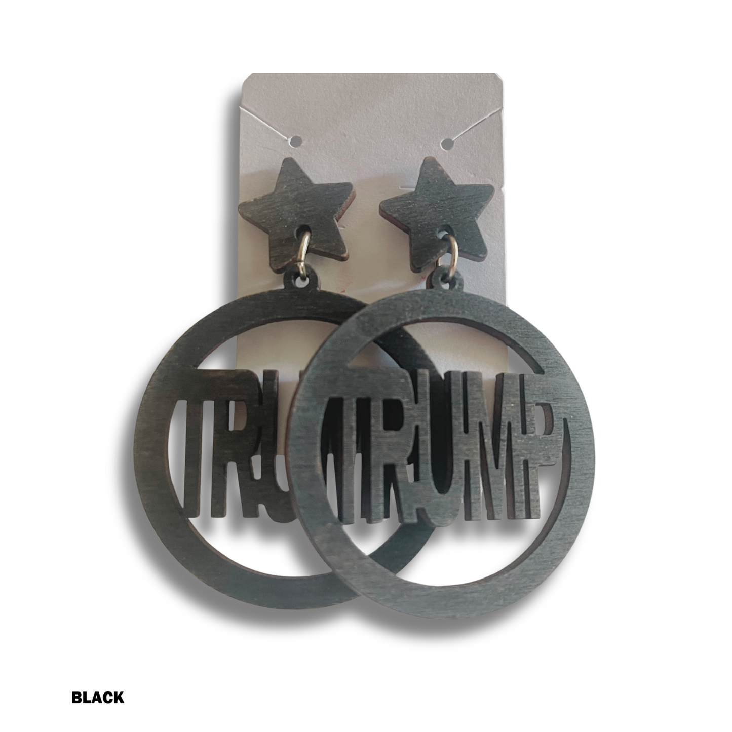 Trump Earrings Round Wood