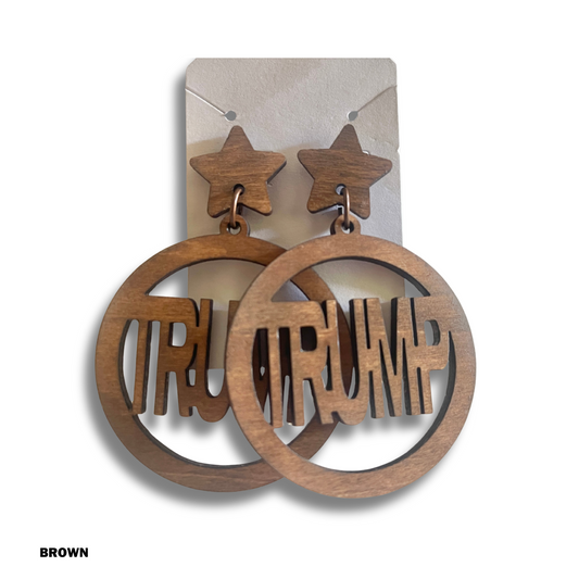 Trump Earrings Round Wood