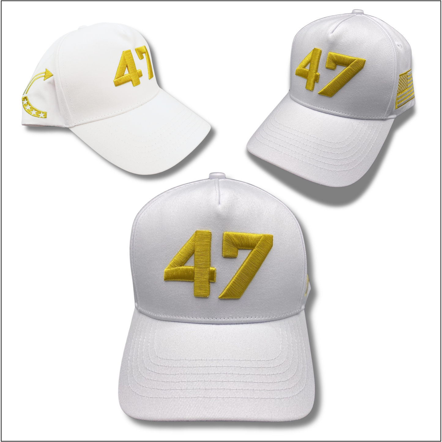 Charlie Kirk Hat Cap Gold 47  - WHITE