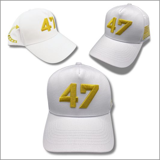 Charlie Kirk Hat Cap Gold 47  - WHITE